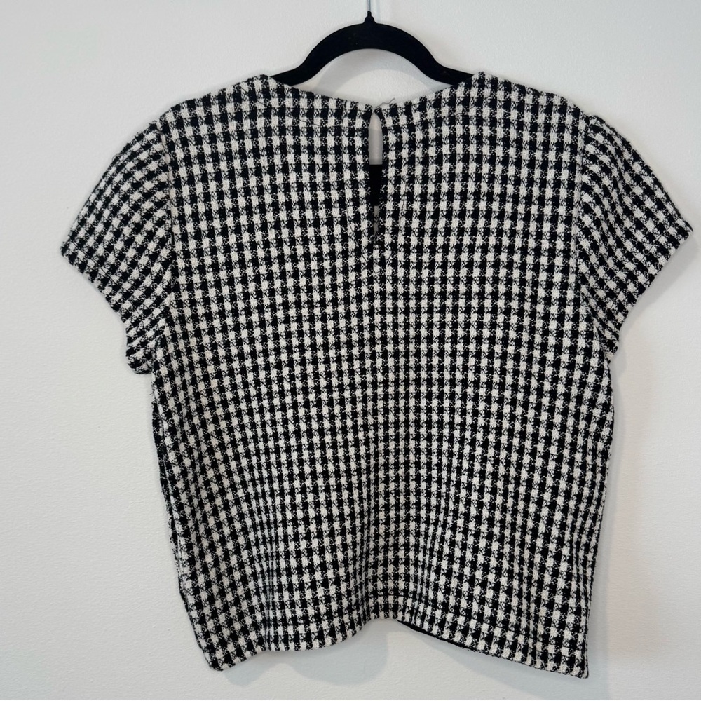 Maeve by Anthropologie Black & White Gingham Textured Top Size US 10 - Picture 3 of 6
